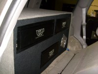Amp rack with a TREO SSX200.2 stereo amp and two SSX2000.1 monoblock amps